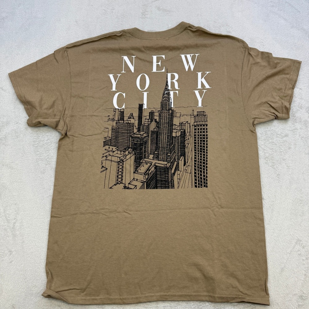 Retrofit T Shirt Mens Large Brown New York‎ City Skyline Graphic Streetwear Tee